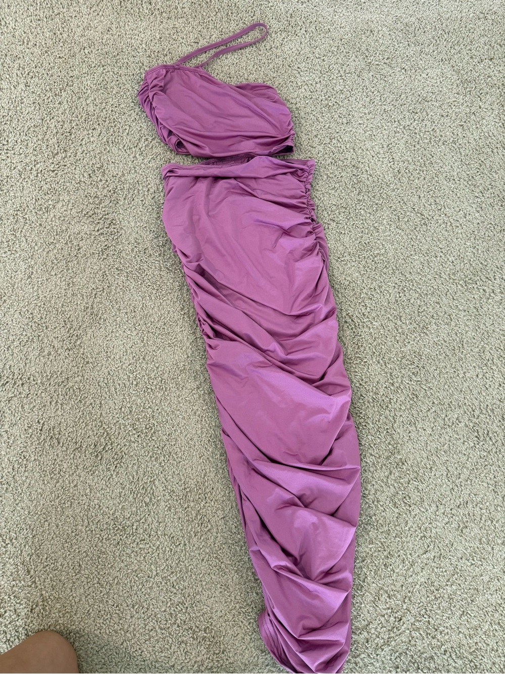Women’s Ruched One-Shoulder Maxi Dress - Purple